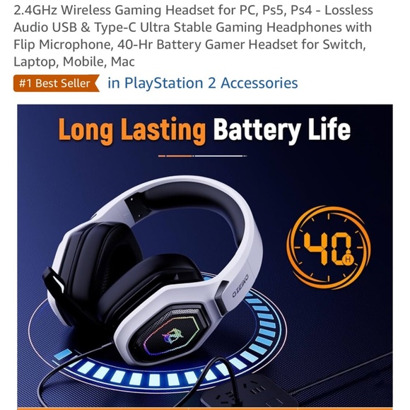 ONIKUMA Wireless Gaming Headset with RGB Lights - Picture 3 of 8